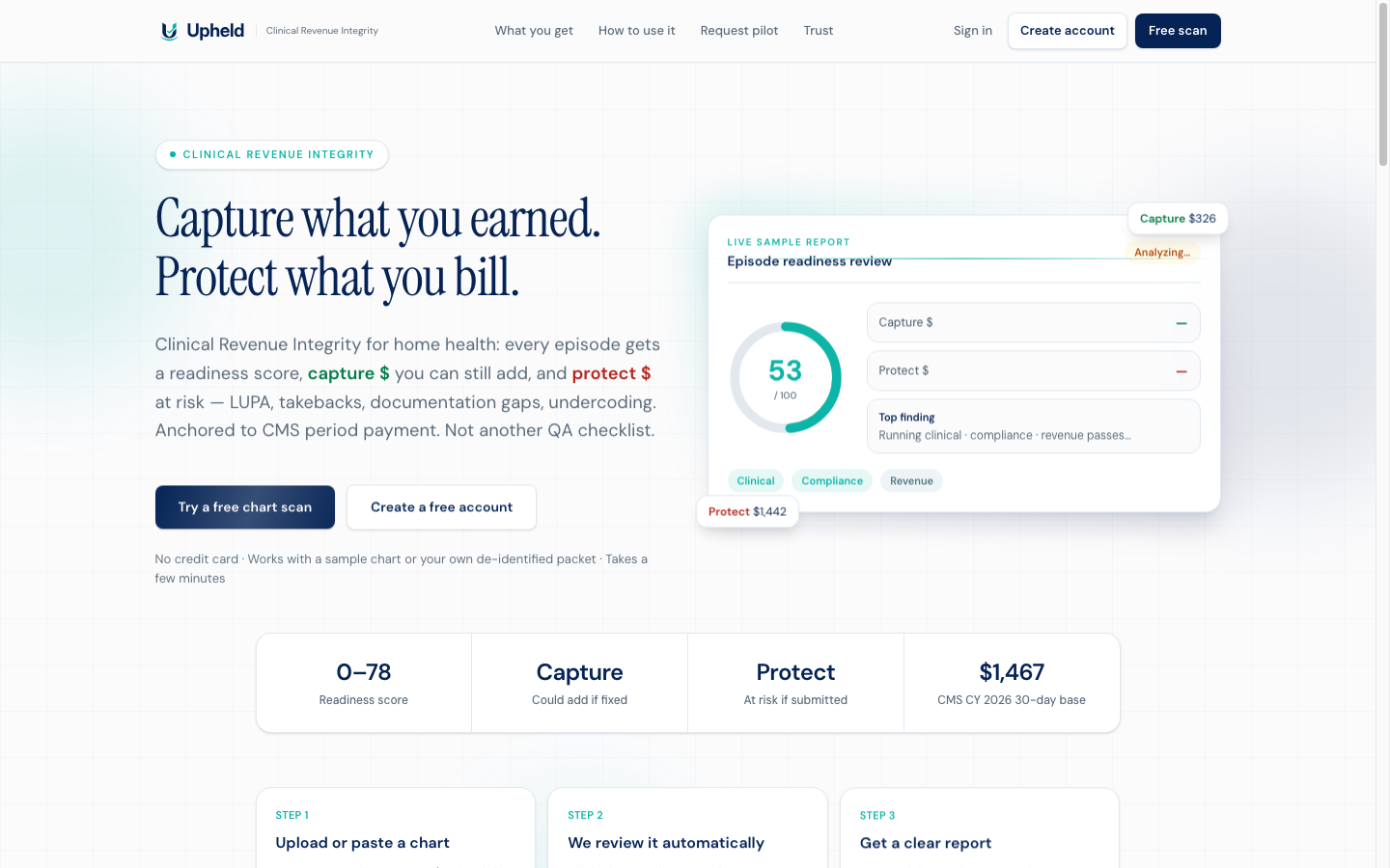 Upheld product homepage
